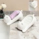 2PCS Cute Cat-Shaped Soap Dish Holder - Durable Plastic Bathroom Decor with Drain Holes, Non-Slip Adorable Cartoon Soap Saver for Kitchen Sink, Countertop, Shower (BPA-Free,...