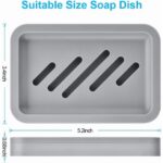 2PCS Draining Soap Dishes, Dishwashing Sponge Soap Holder with Water Tray, Keep The Place Dry, Easy to Clean Soap Cases, Suitable for Kitchen, Bathroom, Container (Gray)