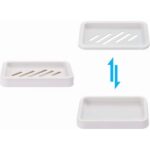 2PCS Draining Soap Dishes, Dishwashing Sponge Soap Holder with Water Tray, Keep The Place Dry, Easy to Clean Soap Cases, Suitable for Kitchen, Bathroom, Container (Gray)