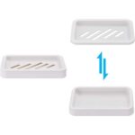 2PCS Draining Soap Dishes, Dishwashing Sponge Soap Holder with Water Tray, Keep The Place Dry, Easy to Clean Soap Cases, Suitable for Kitchen, Bathroom, Container (Gray)