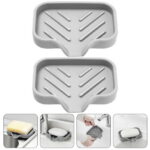 2pcs Silicone Soap Dishes Draining Bar Soap Holders Bathroom Countertop Soap Trays