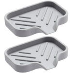 2pcs Silicone Soap Dishes Draining Bar Soap Holders Bathroom Countertop Soap Trays