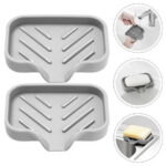 2pcs Silicone Soap Dishes Draining Bar Soap Holders Bathroom Countertop Soap Trays