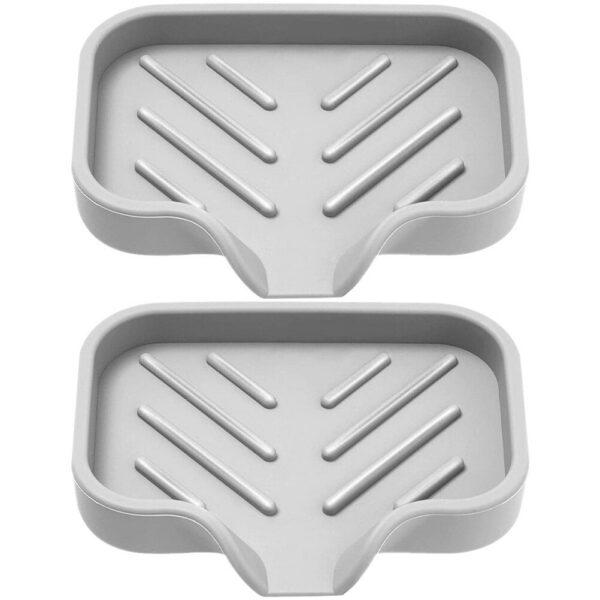 2pcs Silicone Soap Dishes Draining Bar Soap Holders Bathroom Countertop Soap Trays