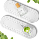 2PCS Water Absorbing Stone Tray, Fast Drying Diatomite Stone Sink Tray, Water Absorbent Diatomite Coasters, Stones Soap Trays for Kitchen Sink, Bathroom Counter Hand Soap Dish &...