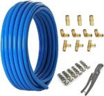 3/4 Inch PEX-B Pipe, 1Roll 100 Feet Length Blue PEX Tubing Pipes for DIY/Repair Kit, with 3/4" Barb Crimp Brass Fittings-Elbow Tee Coupler(10 PCS), 3/4" Cinch Clamps (30 PCS)...