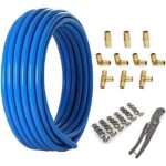 3/4 Inch PEX-B Pipe, 1Roll 100 Feet Length Blue PEX Tubing Pipes for DIY/Repair Kit, with 3/4" Barb Crimp Brass Fittings-Elbow Tee Coupler(10 PCS), 3/4" Cinch Clamps (30 PCS)...