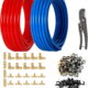 3/4 Inch Pex Tubing Plumbing Pipe,GUOFIS 200ft Pex Pipe(Blue & Red Each 100ft) with Fittings Kit