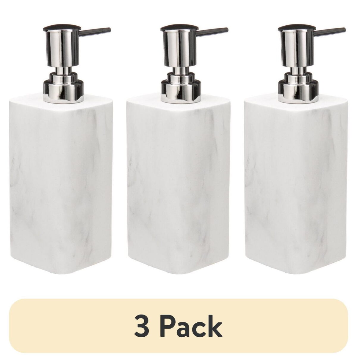 (3 pack) Better Homes & Gardens Faux Marble Resin Soap Pump, White