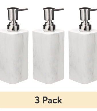 (3 pack) Better Homes & Gardens Faux Marble Resin Soap Pump, White