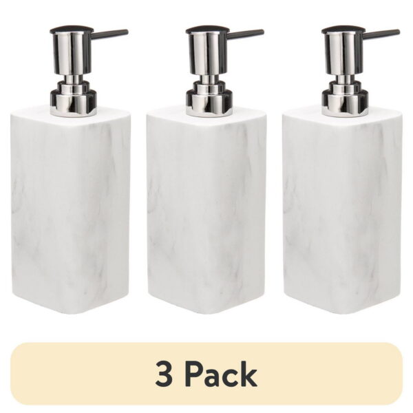 (3 pack) Better Homes & Gardens Faux Marble Resin Soap Pump, White