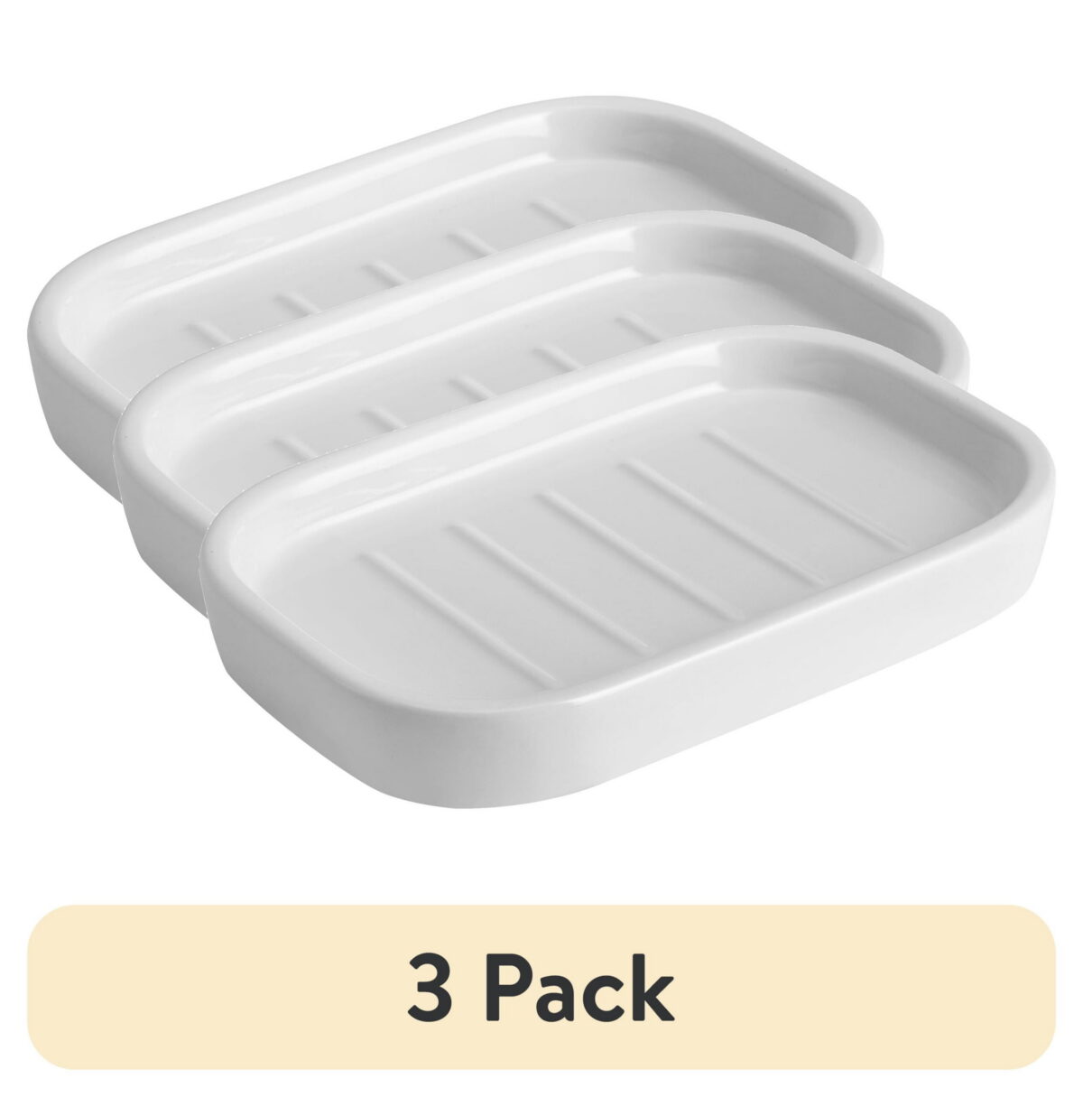 (3 pack) Mainstays Basic Ceramic Soap Dish White