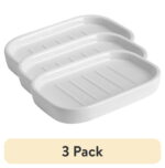 (3 pack) Mainstays Basic Ceramic Soap Dish White