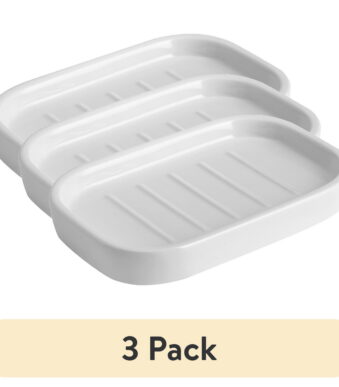 (3 pack) Mainstays Basic Ceramic Soap Dish White