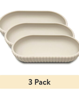 (3 pack) Mainstays Rubberized Plastic Ribbed Accessory Tray, Beige