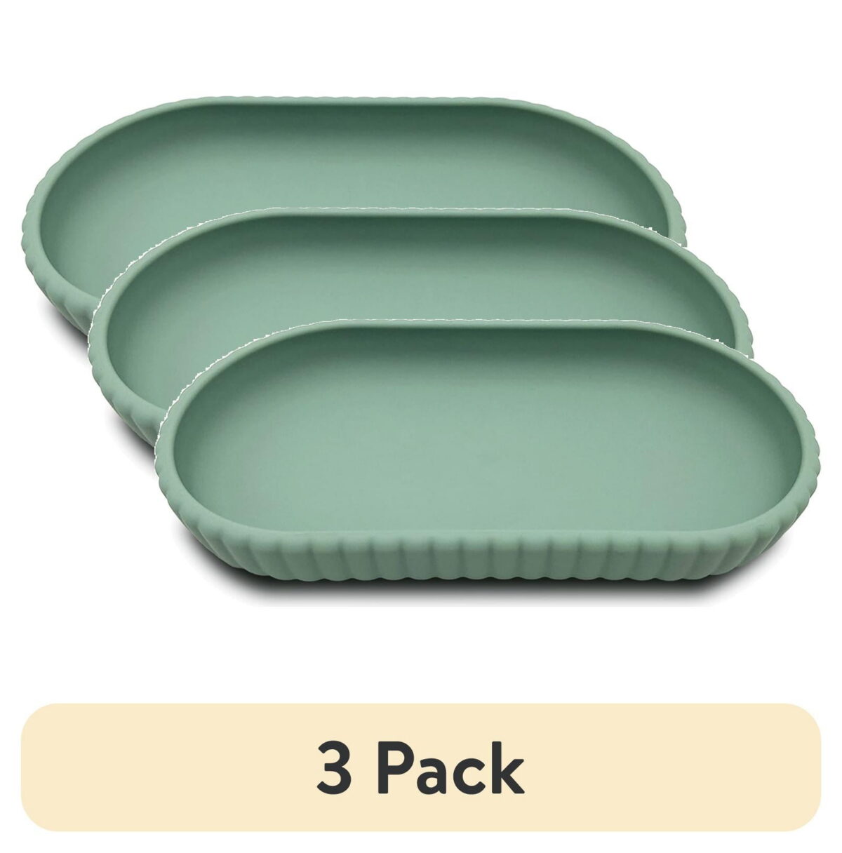 (3 pack) Mainstays Rubberized Plastic Ribbed Accessory Tray, Green