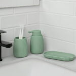 (3 pack) Mainstays Rubberized Plastic Ribbed Accessory Tray, Green