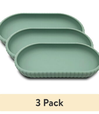 (3 pack) Mainstays Rubberized Plastic Ribbed Accessory Tray, Green
