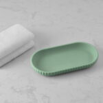(3 pack) Mainstays Rubberized Plastic Ribbed Accessory Tray, Green