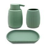 (3 pack) Mainstays Rubberized Plastic Ribbed Accessory Tray, Green