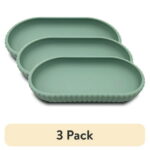 (3 pack) Mainstays Rubberized Plastic Ribbed Accessory Tray, Green