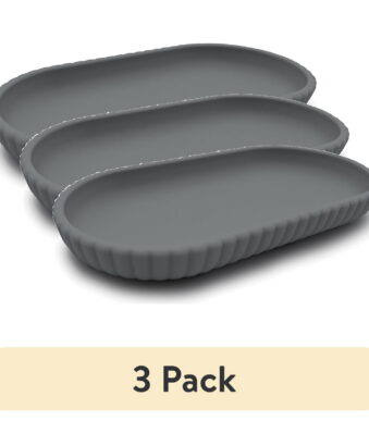 (3 pack) Mainstays Rubberized Plastic Ribbed Accessory Tray, Grey