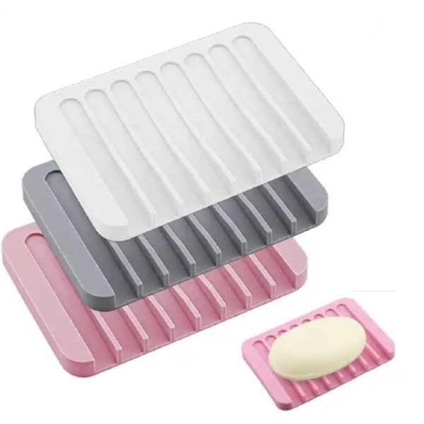 3-Pack Silicone Self-Draining Soap Dishes – Durable Bathroom Soap Holders with Draining Trays TIKA