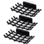 3Pack Draining Soap Dishes Wall Mounted Soap Holder for Shower Vonpri Bar Soap Sponge Organizer Self-Adhesive Rack Soap Tray Drainer with Hooks Black