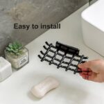3Pack Draining Soap Dishes Wall Mounted Soap Holder for Shower Vonpri Bar Soap Sponge Organizer Self-Adhesive Rack Soap Tray Drainer with Hooks Black