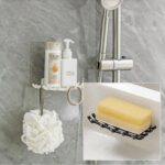 3Pack Draining Soap Dishes Wall Mounted Soap Holder for Shower Vonpri Bar Soap Sponge Organizer Self-Adhesive Rack Soap Tray Drainer with Hooks Black