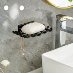 3Pack Draining Soap Dishes Wall Mounted Soap Holder for Shower Vonpri Bar Soap Sponge Organizer Self-Adhesive Rack Soap Tray Drainer with Hooks Black