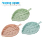 3pcs Soap Dish with Drain, EEEkit Leaf Shape Shower Soap Holder, Plastic Soap Sponge Storage Plate Tray Holder Case Container for Bathroom, Kitchen Counter, Sink(Pink, Green, Blue)