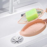 3pcs Soap Dish with Drain, EEEkit Leaf Shape Shower Soap Holder, Plastic Soap Sponge Storage Plate Tray Holder Case Container for Bathroom, Kitchen Counter, Sink(Pink, Green, Blue)