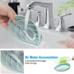 3pcs Soap Dish with Drain, EEEkit Leaf Shape Shower Soap Holder, Plastic Soap Sponge Storage Plate Tray Holder Case Container for Bathroom, Kitchen Counter, Sink(Pink, Green, Blue)