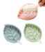 3pcs Soap Dish with Drain, Leaf Shape Shower Soap Holder, Plastic Soap Sponge Storage Plate Tray Holder Case Container for Bathroom, Kitchen Counter, Sink(Pink, Green, Blue)