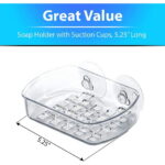 4 Clear Soap Dish Suction Cup Drain Holder Bar Saver Tray Bathroom Shower Rack