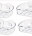 4 Clear Soap Dish Suction Cup Drain Holder Bar Saver Tray Bathroom Shower Rack