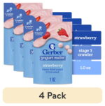 (4 pack) Gerber Stage 3 Baby Food Snacks, Strawberry Yogurt Melts, Baby Led Feeding 1 oz