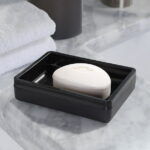 (4 pack) Mainstays Frosted Black Plastic Soap Dish