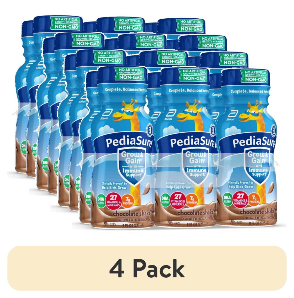 (4 pack) PediaSure Grow & Gain with Immune Support, 7g Protein, Chocolate, 8-fl-oz Bottle, 6 Shakes