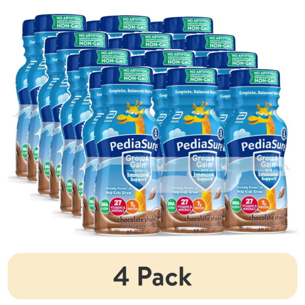 (4 pack) PediaSure Grow & Gain with Immune Support, 7g Protein, Chocolate, 8-fl-oz Bottle, 6 Shakes