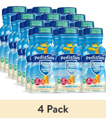 (4 pack) PediaSure Grow & Gain with Immune Support, 7g Protein, Vanilla, 8-fl-oz Bottle, 6 Shakes