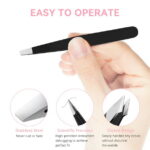 4 Pcs Tweezers Set, Stainless Steel Hair Removal Makeup Tool, Gift, Black