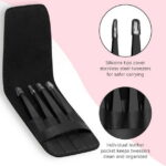 4 Pcs Tweezers Set, Stainless Steel Hair Removal Makeup Tool, Gift, Black