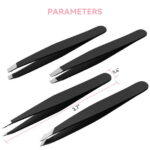 4 Pcs Tweezers Set, Stainless Steel Hair Removal Makeup Tool, Gift, Black