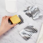 4pcs Self Draining Soap Dish Marble Look Soap Dishes Soft Silicone Self Draining Soap Tray Soap Savers Soap Holder Easy to Clean