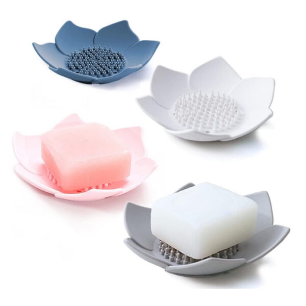 4Pcs Silicone Soap Dishes With Draining. Bathroom Bar Soap Holder For Shower. Soap Tray For Kitchen Sink