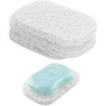 4Pcs Soap Saver Holder for Bar Soap Shower Bathroom Dish Self Draining Lift Pad Porous Construction Air Circulate PVC Non-BPA Non-Slip Durable, 4.5x2.9x0.39inch