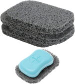 4Pcs Soap Saver Holder for Bar Soap Shower Bathroom Dish Self Draining Lift Pad Porous Construction Air Circulate PVC Non-BPA Non-Slip Durable, 4.5x2.9x0.39inch