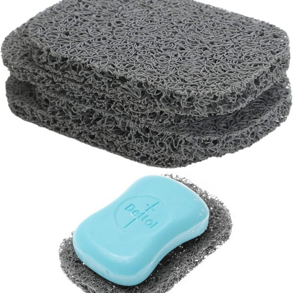 4Pcs Soap Saver Holder for Bar Soap Shower Bathroom Dish Self Draining Lift Pad Porous Construction Air Circulate PVC Non-BPA Non-Slip Durable, 4.5x2.9x0.39inch